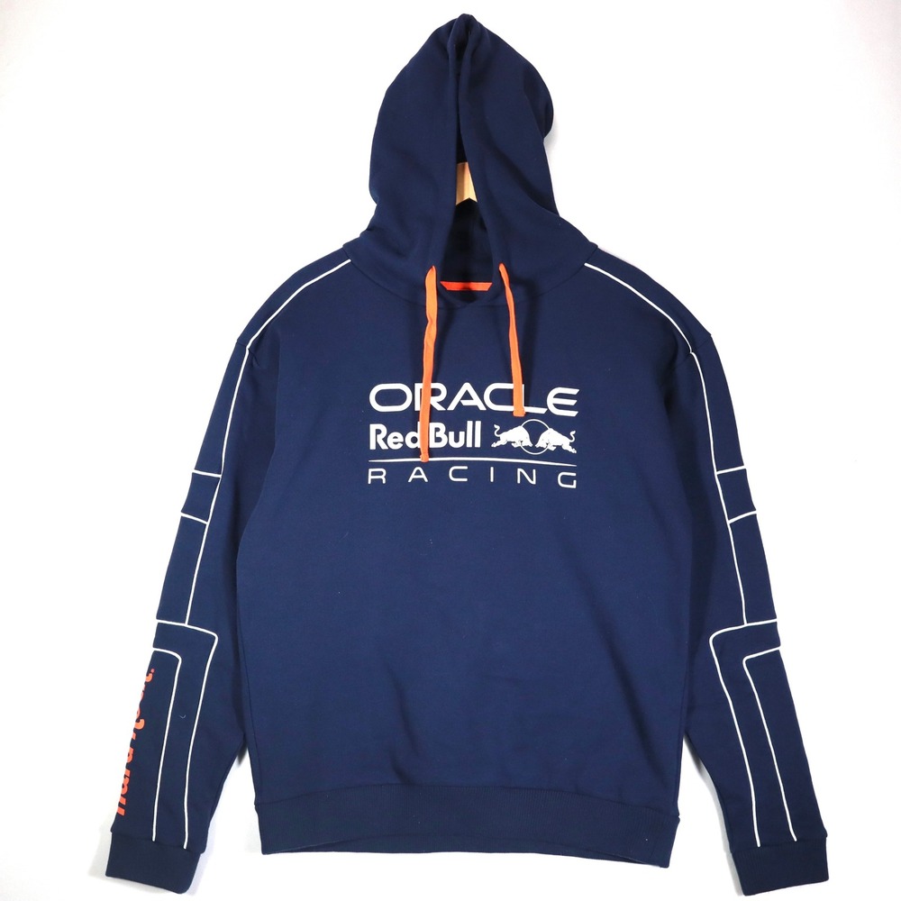 Oracle Red Bull Racing Hard Rock F1 Hoodie Mens M Navy Blue Graphic Pullover